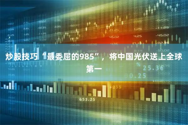 炒股技巧 “最委屈的985”，将中国光伏送上全球第一